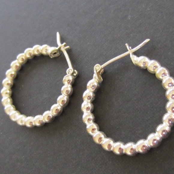 Sterling Silver Hoop Earrings Made in Italy - Picture 4 of 6